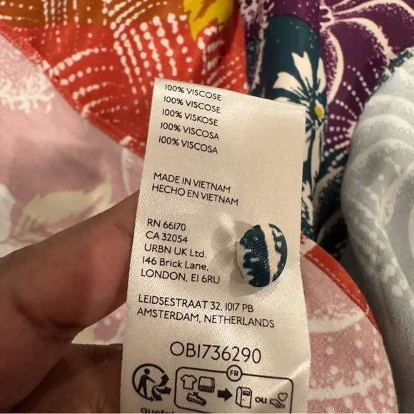 NWOT By Anthropologie Short-Sleeve V-Neck Button-Front Multicolor Midi Dress 14 - Picture 8 of 15